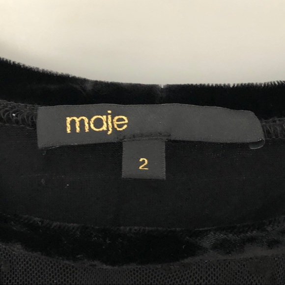 Maje Velvet and Mesh Dot Short Sleeve Top - Picture 5 of 6